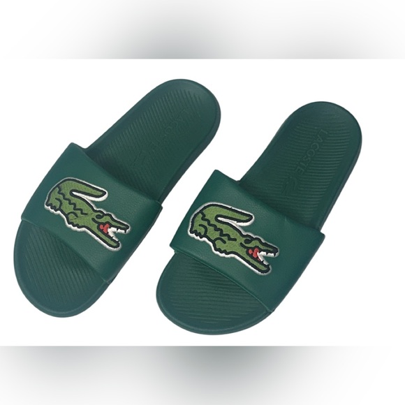 Lacoste Dark Green Logo Slides - Picture 1 of 5